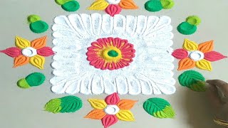 #13 Easy daily kolam for beginners | simple flower rangoli |Easy rangoli | @Simpledesignkolangal