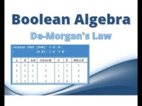 Boolean Algebra, De-Morgan's Law With proof in hindi ,lec-1