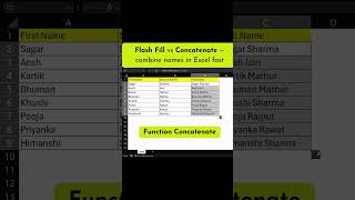 Full Name in Excel: Flash Fill vs CONCATENATE #excelfunctions #flashfill