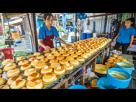 500 Sold Per Day! Full Process of Making Souffle Pancakes by Mother and Daughter