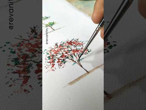 How to Paint Gulmohar Tree? #tree#watercolor #painting