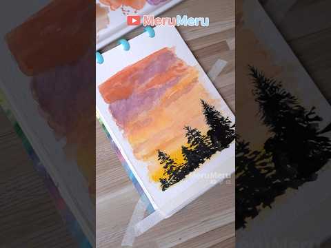 🌄watercolor #shorts #art #diy  #shortvideo #satisfying #easydrawing  #tutorial  #painting #drawing