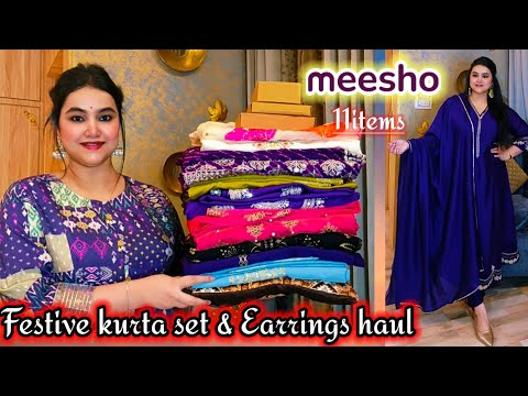 Meesho Affordable Festive wear kurta set & Earrings haul @poojachoyal7135
