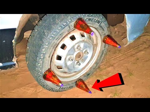 Diwali Anaar On Car Tyre