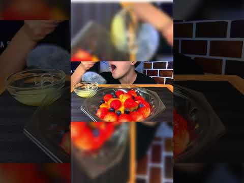 ASMR "Strawberry, Pineapple, Blueberry" |  #mukbang #eattingsounds #food #shorts