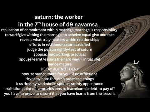 Saturn in 7TH HOUSE in d9 Navamsa chart. Your destined life partner
