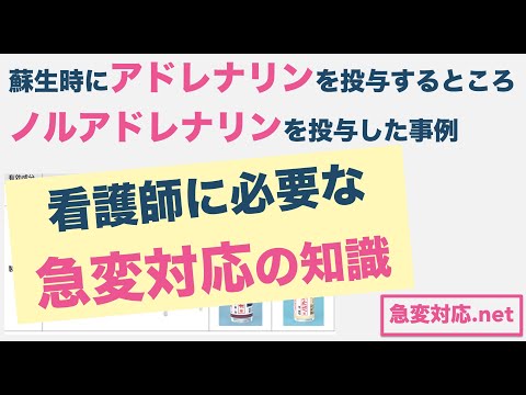 蘇生時にアドレナリンを投与するところノルアドレナリンを投与した事例（看護師に必要な急変対応の知識シリーズ）