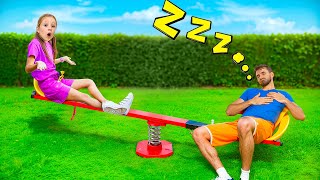 A funny story about a sleeping dad from Nastya and friends