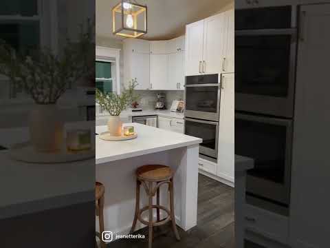 A little preview of our kitchen. Showing you the before and after.