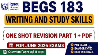 BEGS 183 Guess Paper 2026 | IGNOU BEGS 183 Writing and Study Skills Important Questions | JUNE 2026
