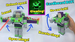He talk, Open Wings, Helmet, Laser, Karate Chop, Glowing - Cardboard DIY Buzz Lightyear Toy Story 5