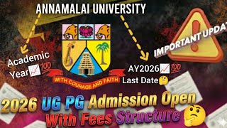 Annamalai University Distance Education 2026📈 Fees Structure l 2026 UG PG Admission l Fees Structure