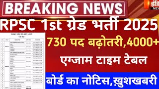 Rpsc first grade exam date 2026/rpsc 1st CUT-OFF/Rpsc 1st grade Sst,Hindi 2026/1st grade latest news