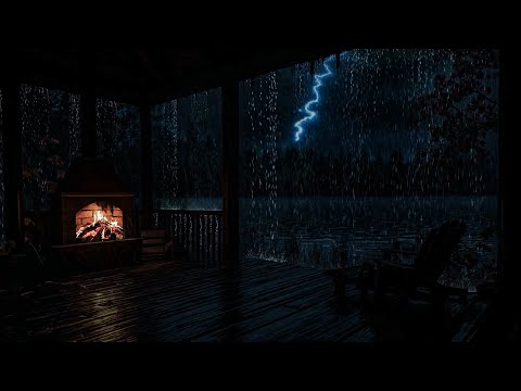 ⛈️🔥 Rainy Night Sanctuary | Powerful Rain, Gentle Thunder & Warm Fire for Deep Comfort