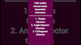 10th maths annual exam important theorems