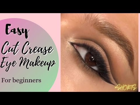 Cut Crease Eye Makeup, Easy Steps For Beginners,Black Cut Crease Makeup Tutorial,Cut Crease #shorts
