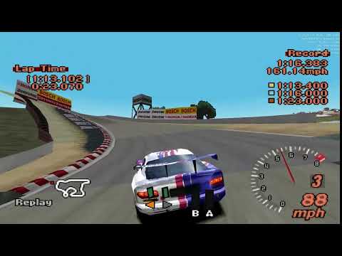 Gran Turismo 2 A-Spec: Super-7 (S-7) License @ Laguna Seca Raceway Reverse