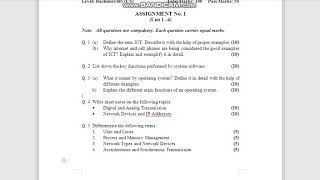 assignment question paper code 5403 ICT AUTUMN 2020