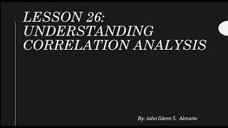 Lesson 26 Understanding Correlation Analysis