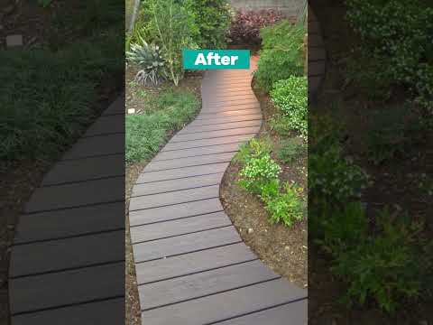 Curved Walkway (Before vs After) Using TuffBlock Deck Blocks  #deckbuilding #diy #landscaping