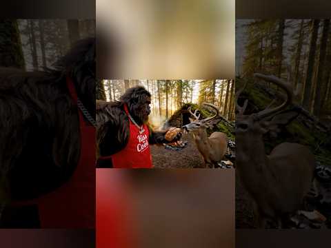 Bigfoot Robbed By Deer #bigfoot #vlog #sasquatch #shortsfeed #fyp #funny #ai #veo3