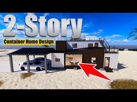 Stunning 3D Render: 2-Story Shipping Container Home with Rooftop Patio | Green Valley, CA