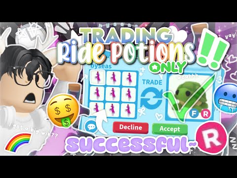 trading *RIDE POTIONS* ONLY in ADOPT ME for 24 hours (huge win?? :: 🤑) !!