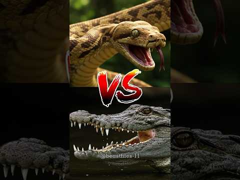 Crocodile vs Python – Who Wins? #wildanimals #shorts #crocodiles #reels #python
