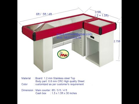 Checkout Counter for Supermarket, Checkout Cash Counter Shop by Precision Metal Works