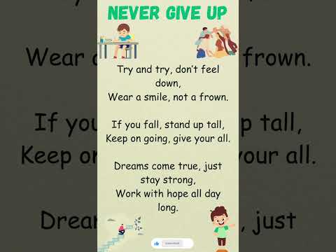 Never Give Up| Poems in English | English poem for kids | #shorts