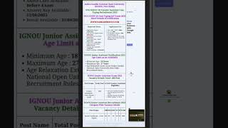 IGNOU 10+2 Junior Assistant Cum Typist JAT Recruitment 2023 Result for 200 Post || #ignou #ssc #shot