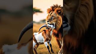 🔥🦁🐐 "Goat Outsmarts the Lion: Power of Unity and Wisdom #shots #animals #lion #goat 🐐🦁🔥