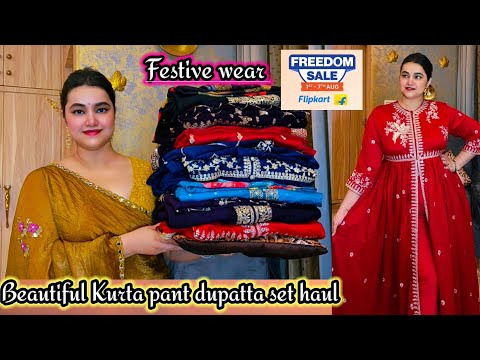Flipkart Freedom sale upto 80% off Festive wear kurta pant dupatta haul @poojachoyal7135 