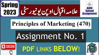 ⏩ AIOU Code 470 Solved Assignment No.1 Spring 2023 |Subject: Principle of marketing |Level: BA/B.Com