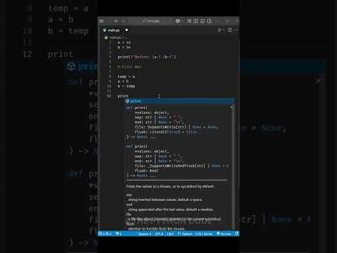 Swap Two Numbers in Python with Just ONE Line! 🤯 #pythontips