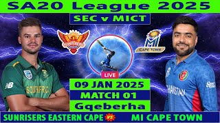 Sunrisers Eastern Cape vs MI Cape Town | SEC vs MICT | 1st Match of SA20 2025 | Cricket Info Live