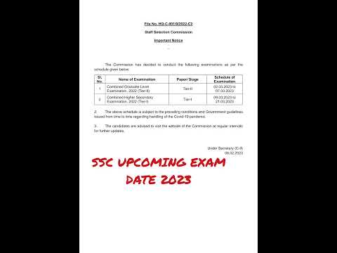 SSC UPCOMING EXAM DATE 2023