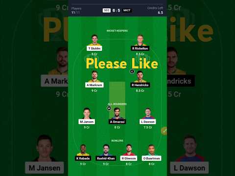 SEC Vs MICT Dream11, SEC vs MICT Dream11 Prediction, Sunriser Eastern Cape vs MI Cape Town T20 Today