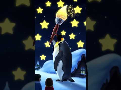 Penguin Paints the Sky with Glitter Stars! 🌟🐧✨ #Shorts