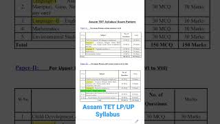 #ASSAM TET//LP//UP SYLLABUS