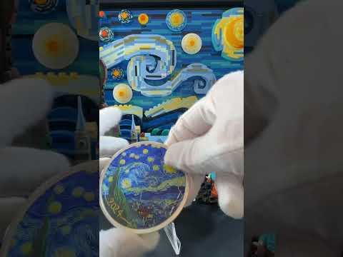 STARRY NIGHT Van Gogh - Embroidery Art 3 Oz Silver Coin #vangogh #starrynight #embroidery #coins