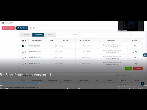BETs ERP | 22 - Start Production | Manufacturing and Production Module