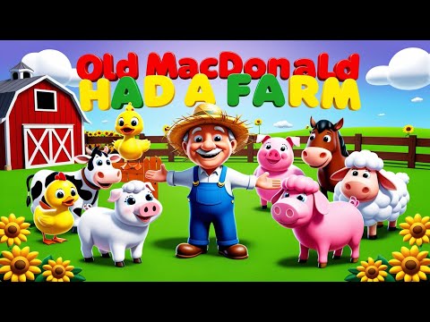 "Old MacDonald Had a Farm"  🐮 | Animal Sounds Song for Kids Learn Animals with Fun Music