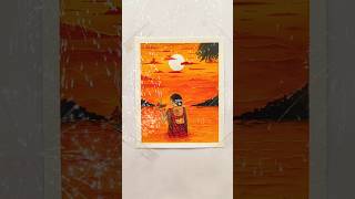 Chhath puja ❤️ painting 😍🌅 #tutorial #drawing #painting #viral #shorts