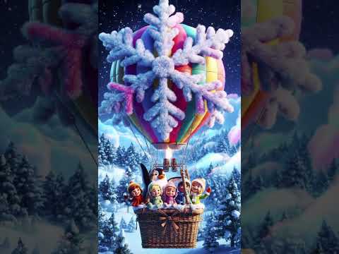 Penguin Floats Over the Snowy Forest in a Hot Air Balloon! 🎈🐧❄️ #Shorts