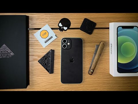 dbrand leather skin and screen protector unboxing and application (iphone 12 mini)