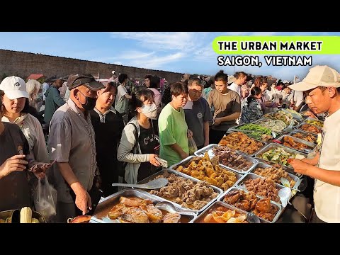 Bustling Urban Market In Saigon, Vietnam: Pork Noodles, Corn Sticky Rice, Mini Pancakes