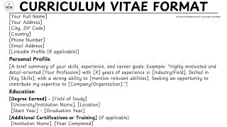 How To Write A CV Curriculum Vitae Step by Step Guide with Sample Format | Writing Practices