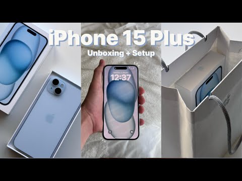  iPhone 15 Plus Blue Aesthetic 📦 Unboxing + Setup | 🦕🐋🫐🌊🫧