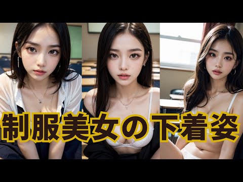 制服美女の下着姿 AI Art Lookbook beautiful woman In Lingerie